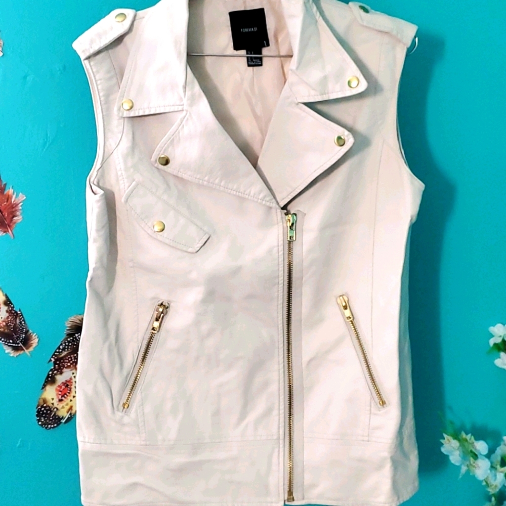 Cream, pleather vest